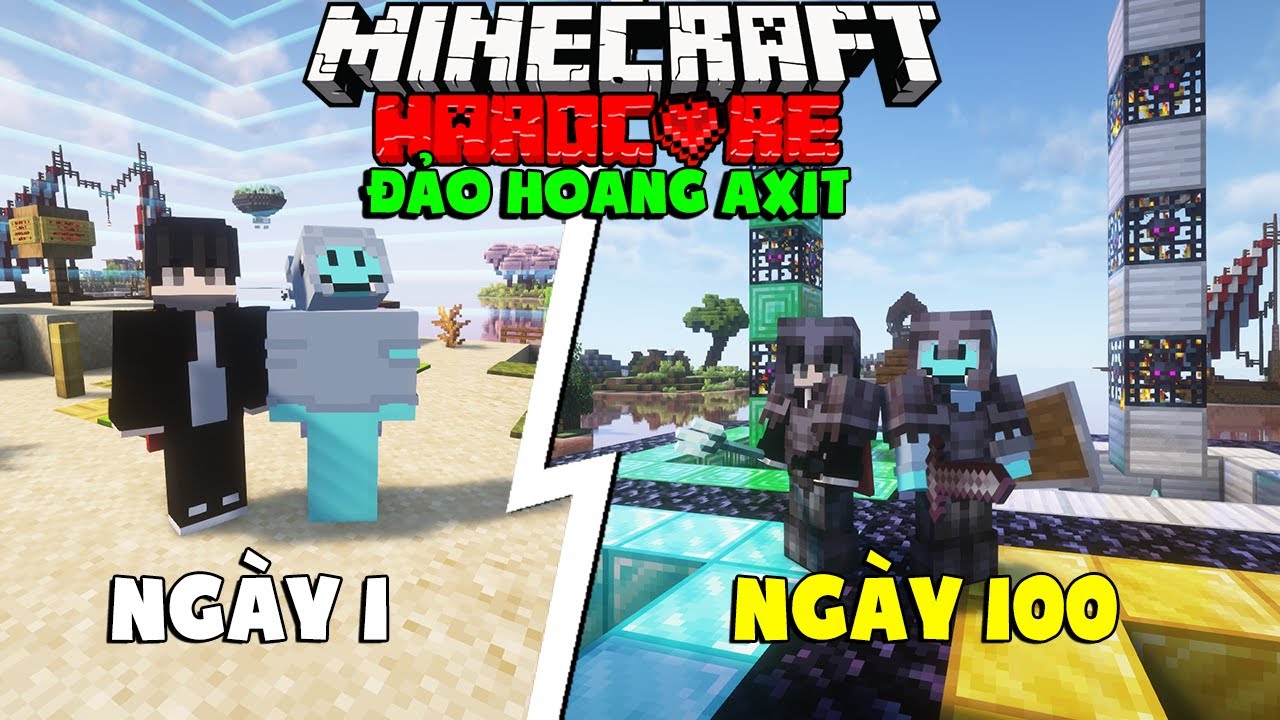 Mình Sinh Tồn 100 Ngày Minecraft Trên Đảo Hoang Axit Cùng Bạn Thân Big Shark !!