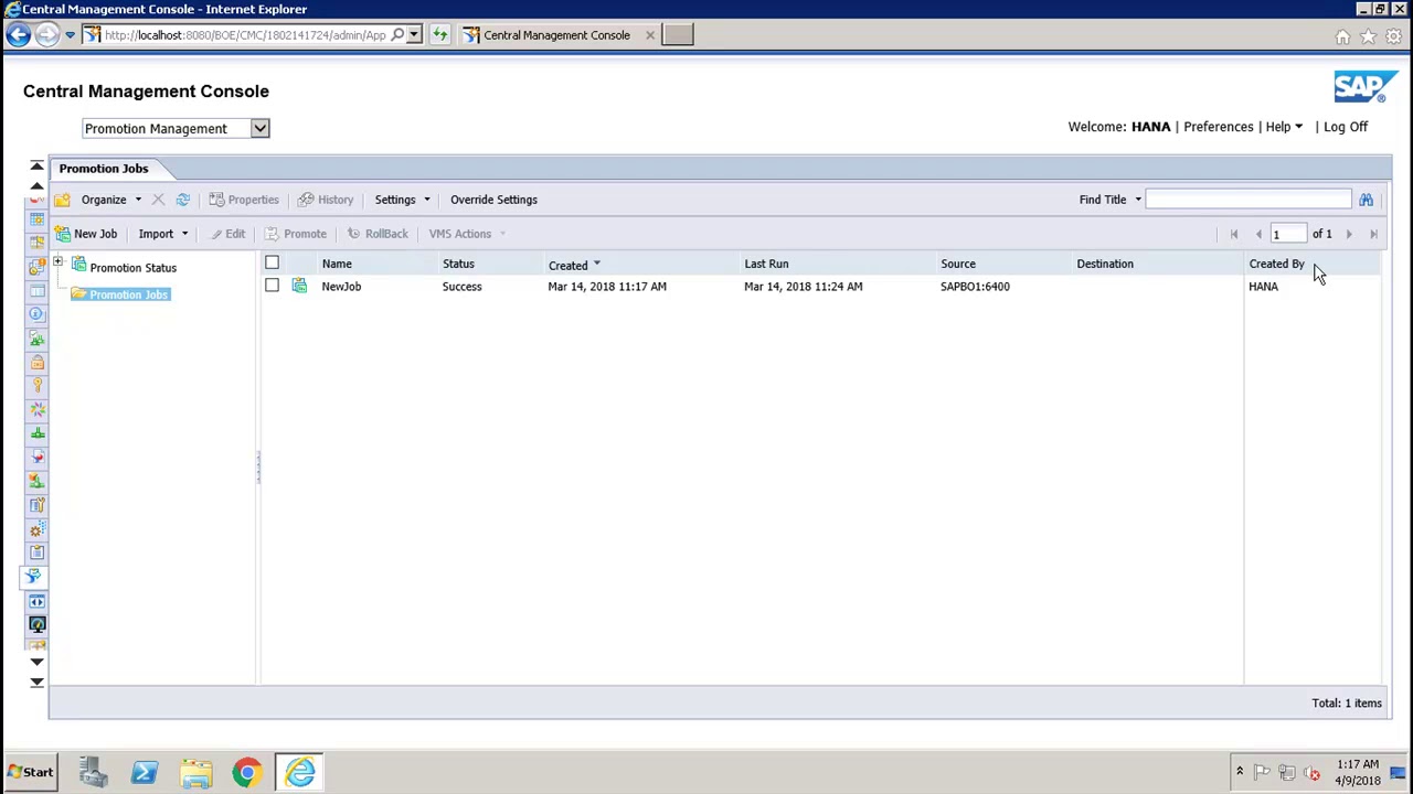 SAP BO Administration - Using Promotion Management