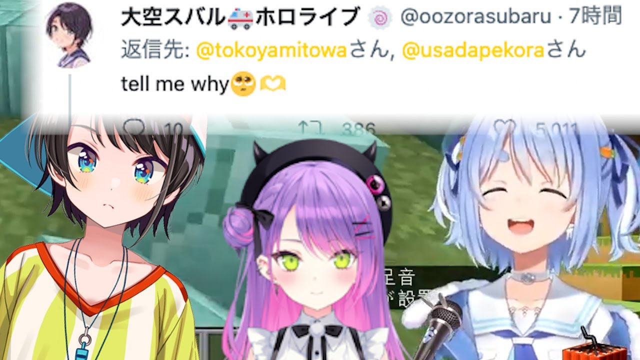 Pekora Subaru & Towa fighting on Twitter in English being aggressive for no reason at all