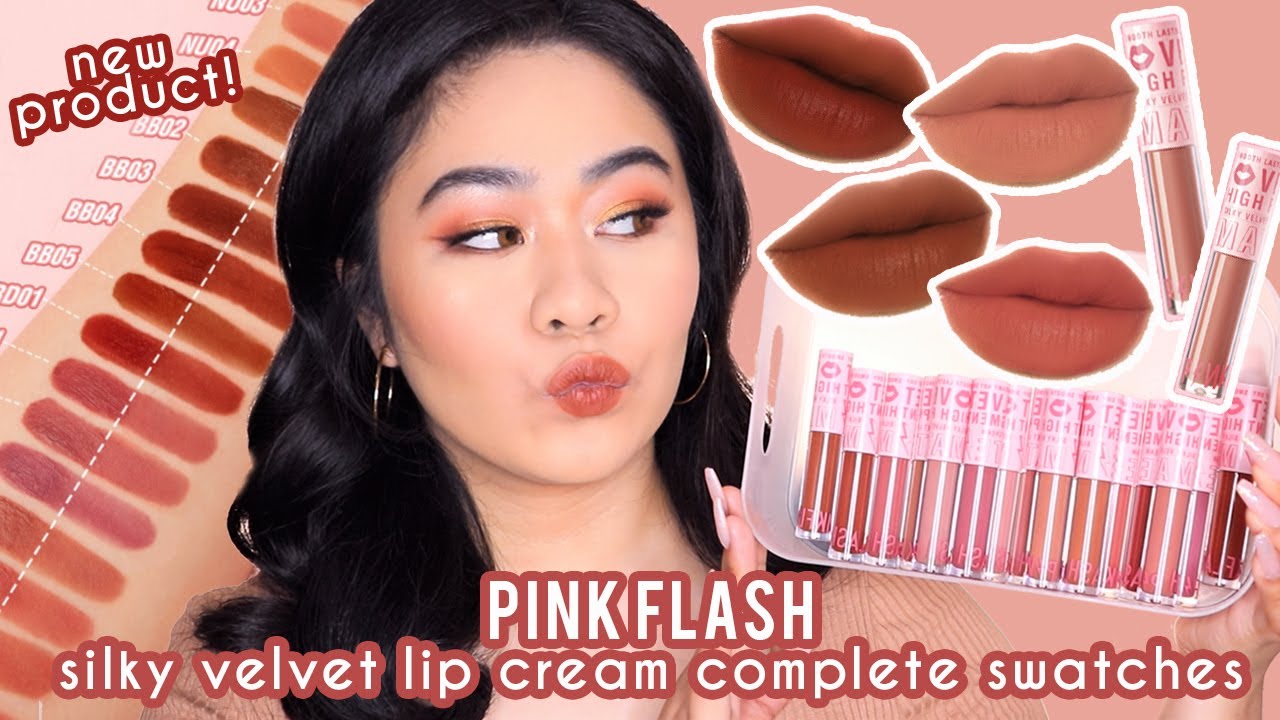 NEW PINK FLASH SILKY VELVET LIP CREAM | Complete Swatches (17 shades) | Part 1 | Kristine Bolivar