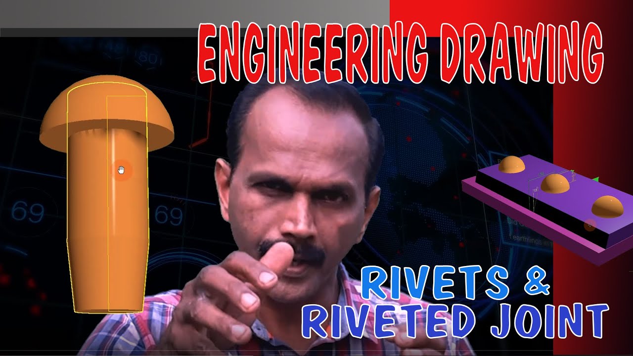 ENGINEERING DRAWING - RIVETED JOINT - DOUBLE RIVETED LAP JOINT