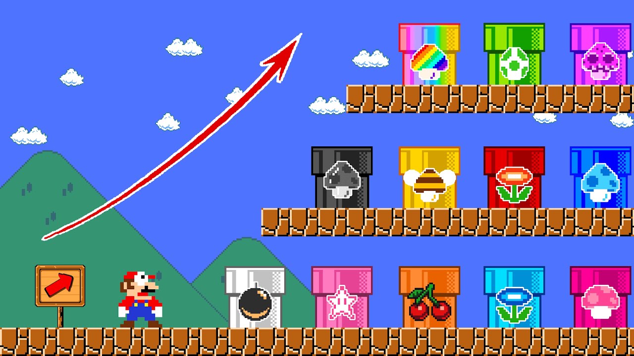 Super Mario Power Up: What If Mario Collect Custom Pipe All Power Up? | ADN GAME