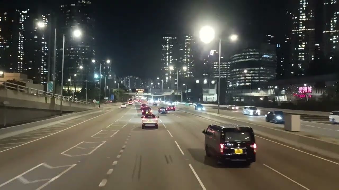 [St. Patrick's Day night run] KMB 960X bus ride from Sunway Gardens (QUB) to HFE (HSK) [Remastered] 