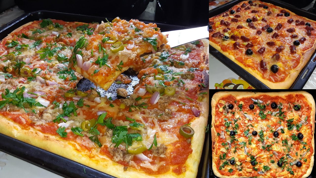 3 أنواع بيتزا بعجينة السميد السريعة بدون تخمار خفيفة ما تزيدوش تستغناو عليها Pizza à la semoule