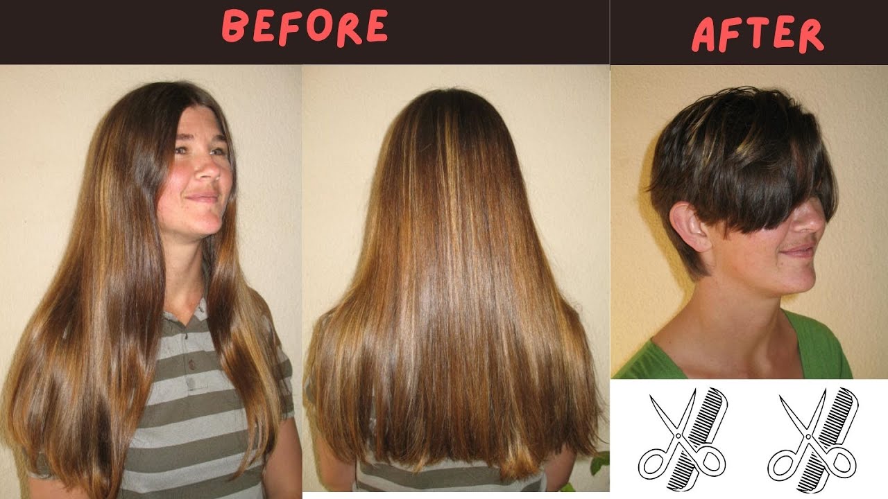 Young girl very long golden brown hair cut short #haircutforlonghair #ladieshaircut #haircut #hair