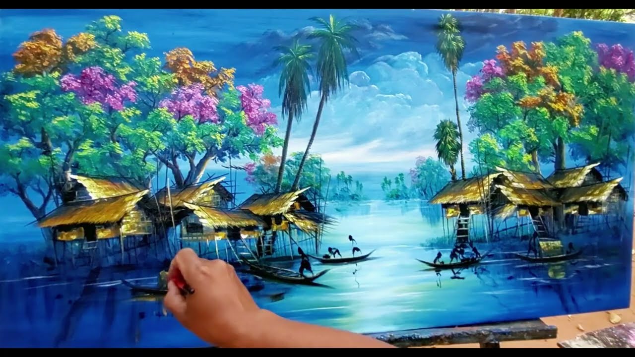 Fisherman's village in the morning#painting#