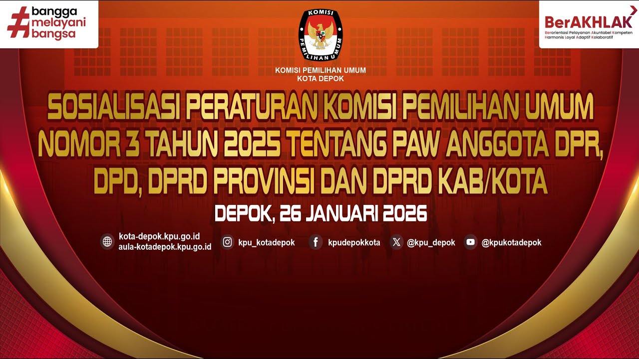 LIVE | SOSIALISASI PKPU NO. 3 TAHUN 2025 TENTANG PAW &ndash; KPU KOTA DEPOK