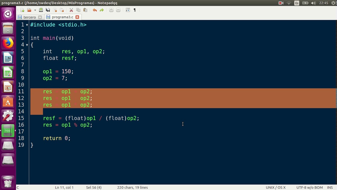 Aprender a programar en C Linux [ 3 ]: Operadores aritmeticos