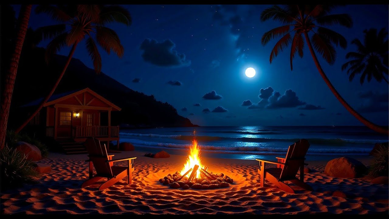 Relax by Campfire in 15 Minutes | Tropical Night Ambience 🌙🔥