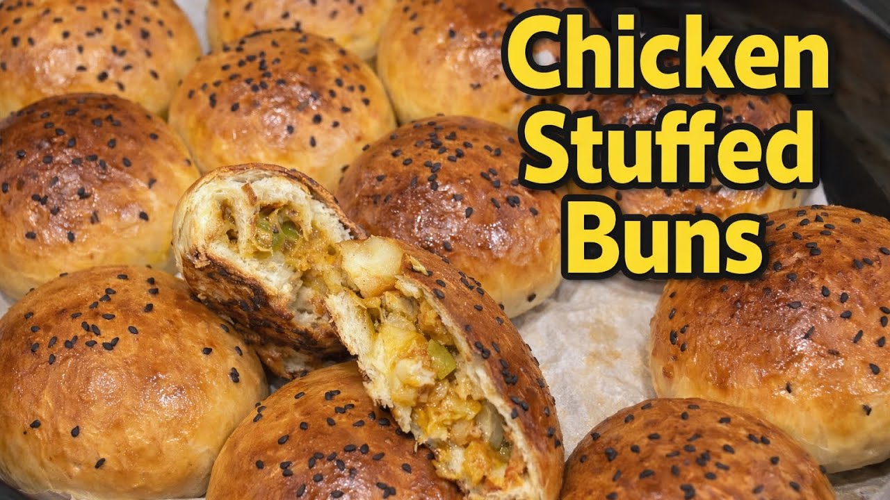 Chicken stuffed buns recipe/ #ramadanspecial #ramadan #fypシ゚viral #baking #chickenbunrecipe 