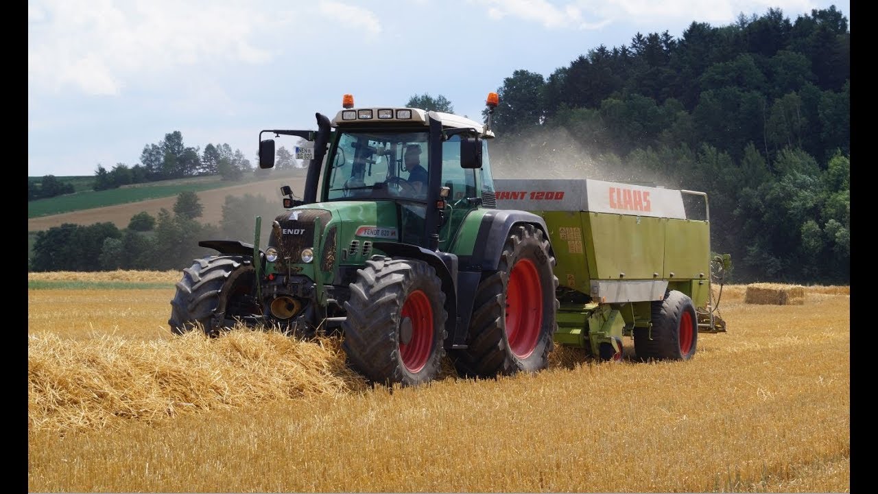 Stroh pressen 2018 mit FENDT 820 und Claas
