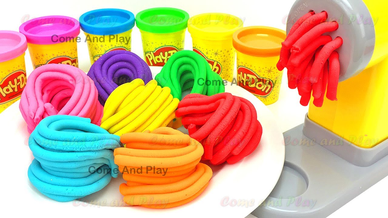 Learn Colors with Play Doh Pasta Machine Making Spaghetti Surprise Toys Fun For Kids