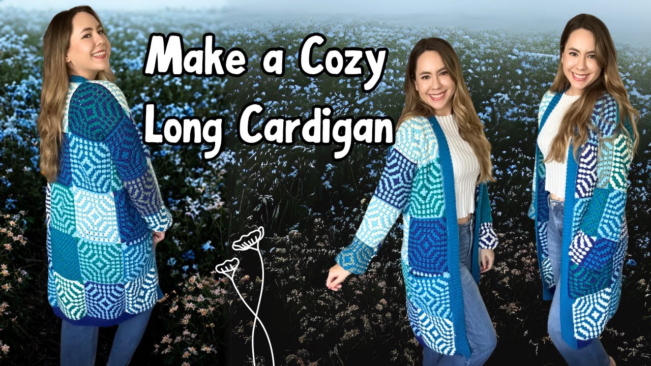 How to make Giant Granny Square Long Cardigan - Easy Step by Step
