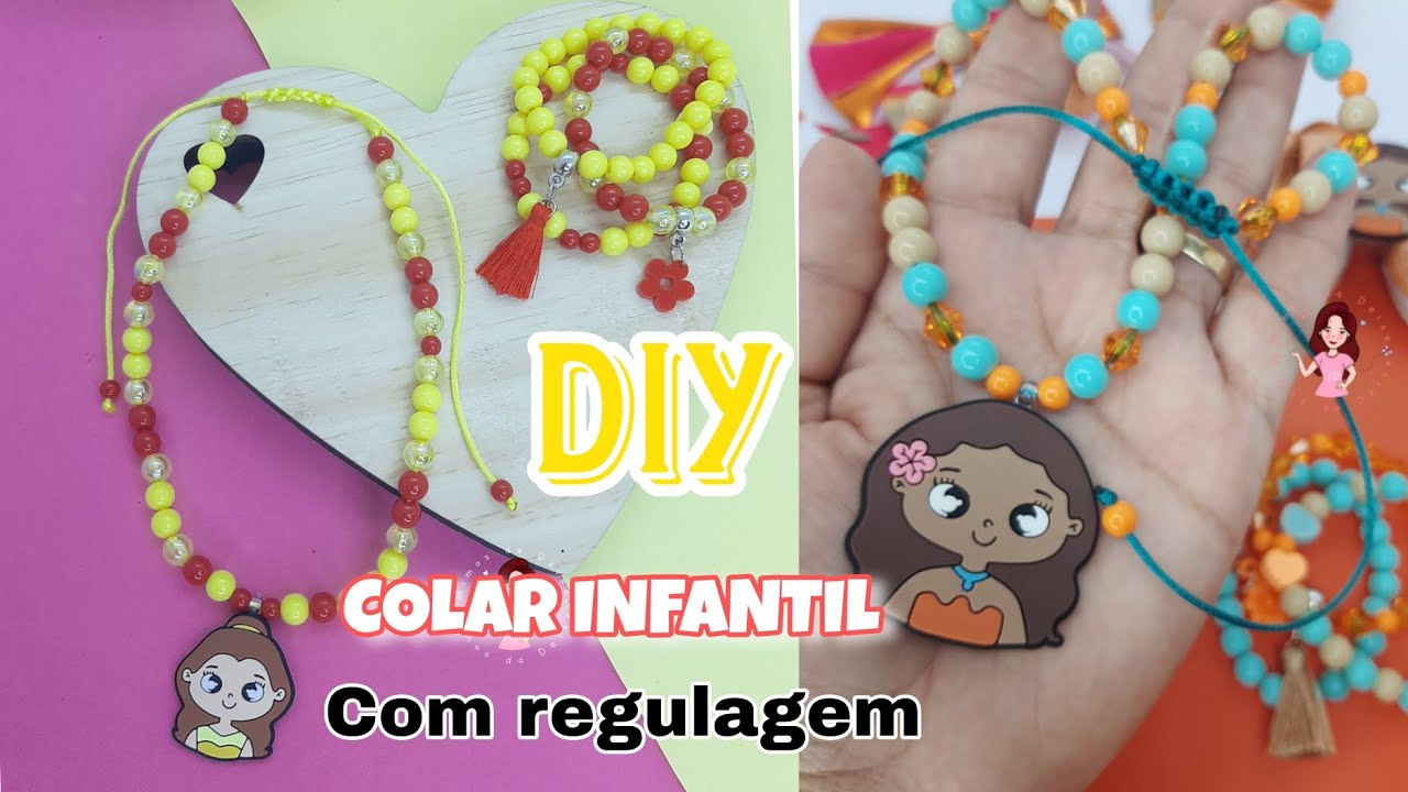 DIY COLAR INFANTIL com regulagem macramê para iniciantes