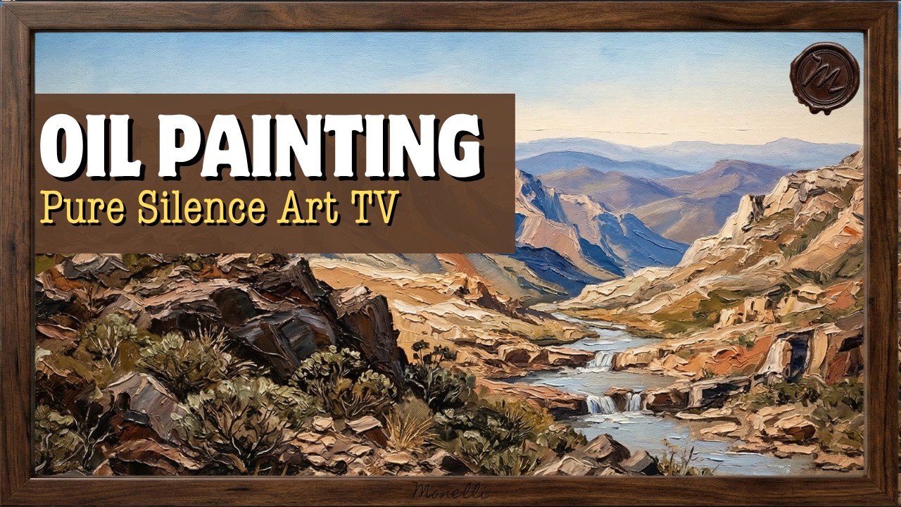 4K ART TV | Mountain Stream Oil Painting | 1 Hour Wallpaper (no sound)