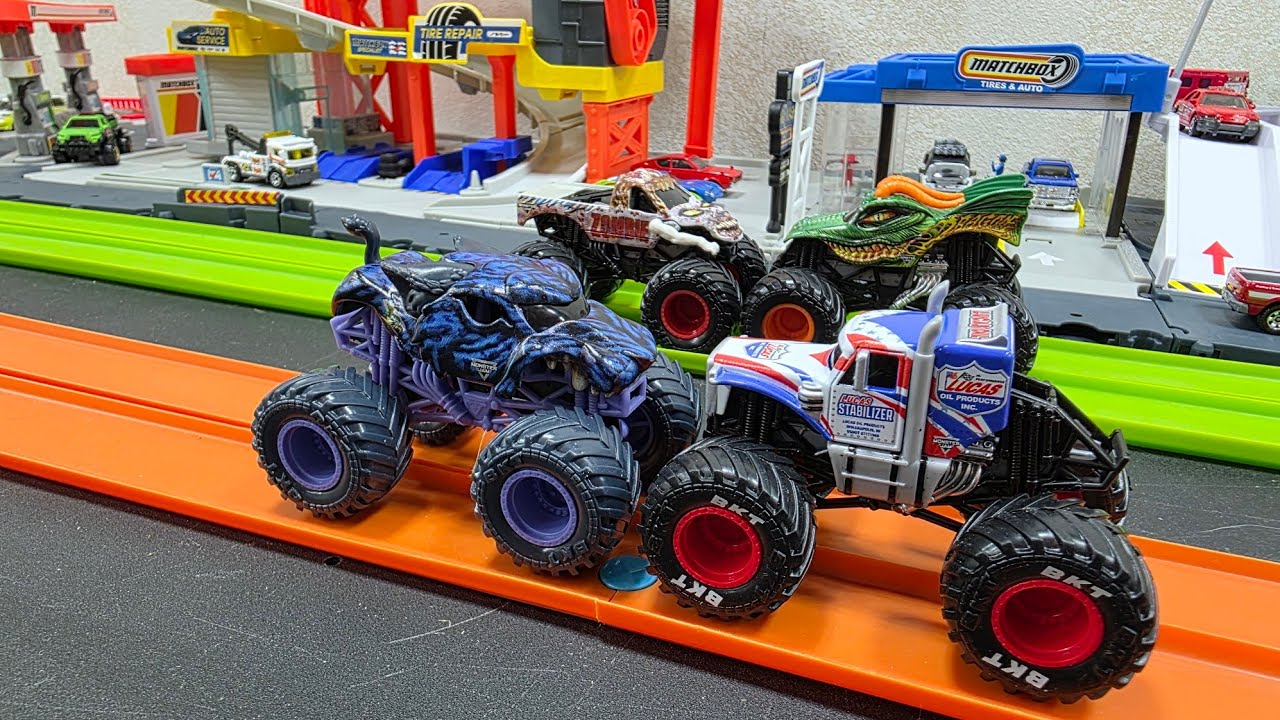 ZOMBIE v DRAGON v NIGHT STORM v LUCAS OIL STABILIZER! DEADLY FAST TOY TRUCK BATTLES!