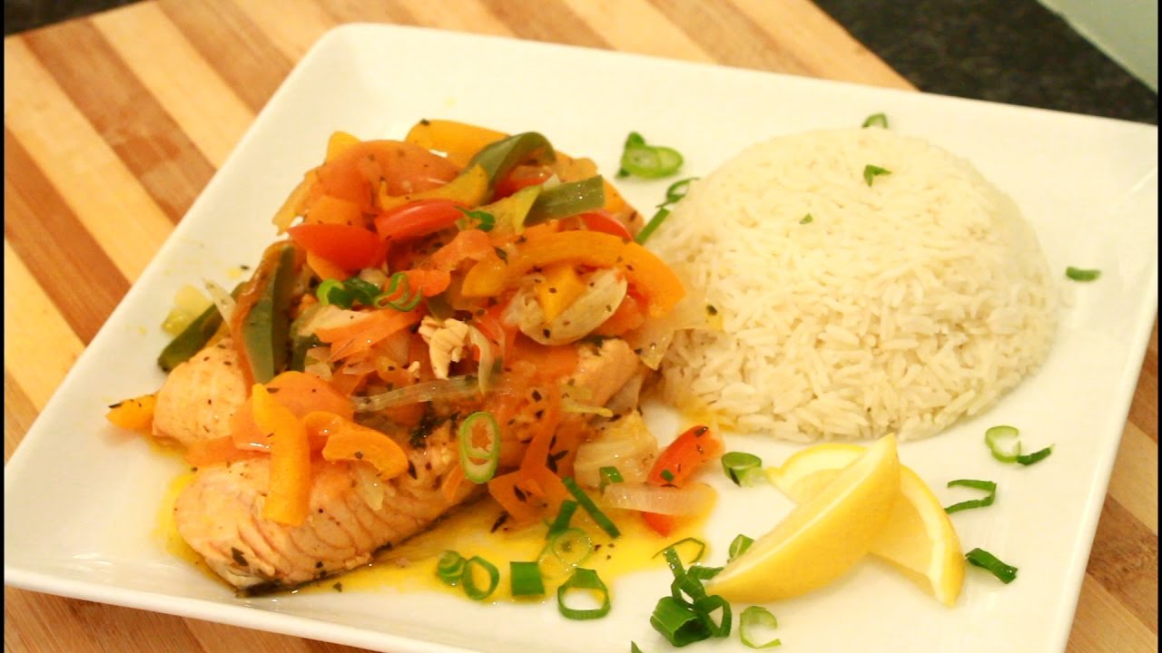 Steamed Salmon With Rice - Jamaican Steamed Salmon Fish | Recipes By Chef Ricardo
