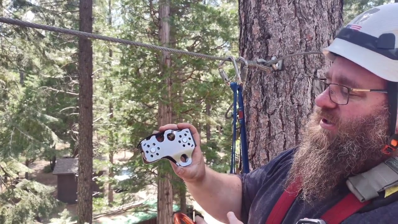 review of how to set up the zipline in zip line trolley at our course