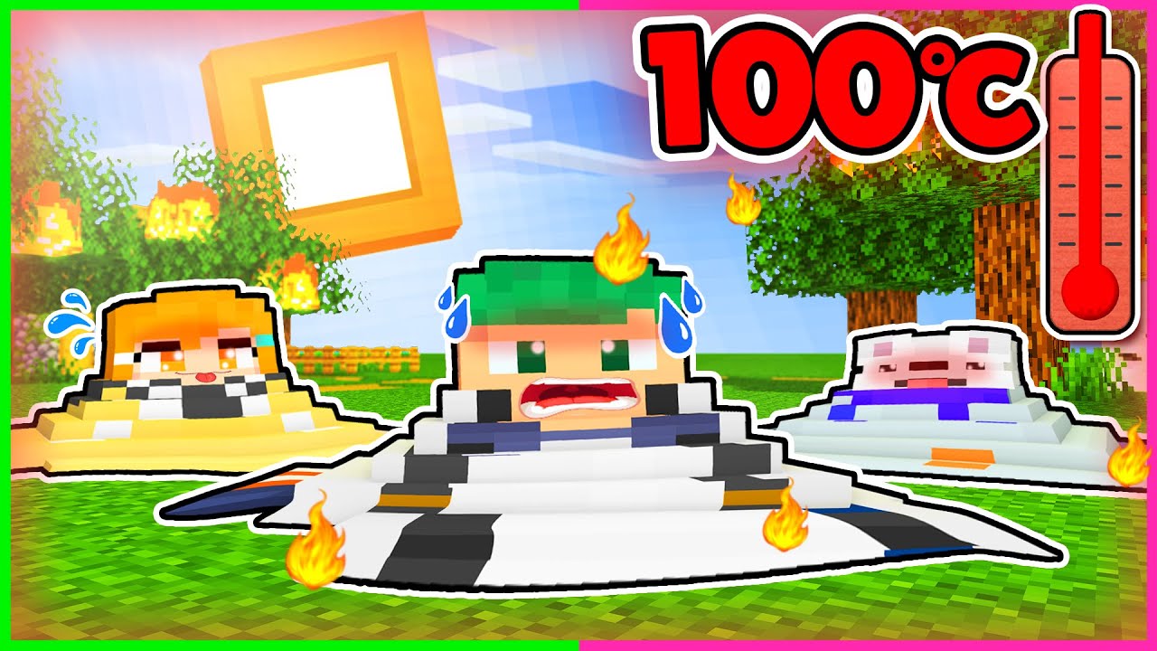 気温が100℃になってカラダが...！熱中症で溶けたふにゃふにゃ体を元に戻すマインクラフト！🥵💦【まいくら・Minecraft】よろずや🍭