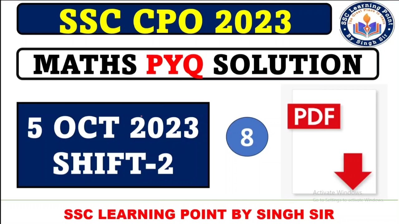 SSC CPO MATHS 2023  || CPO (5 OCT 2023, Shift-2) Solved Paper by Singh Sir || CPO MATHS  SOLUTION