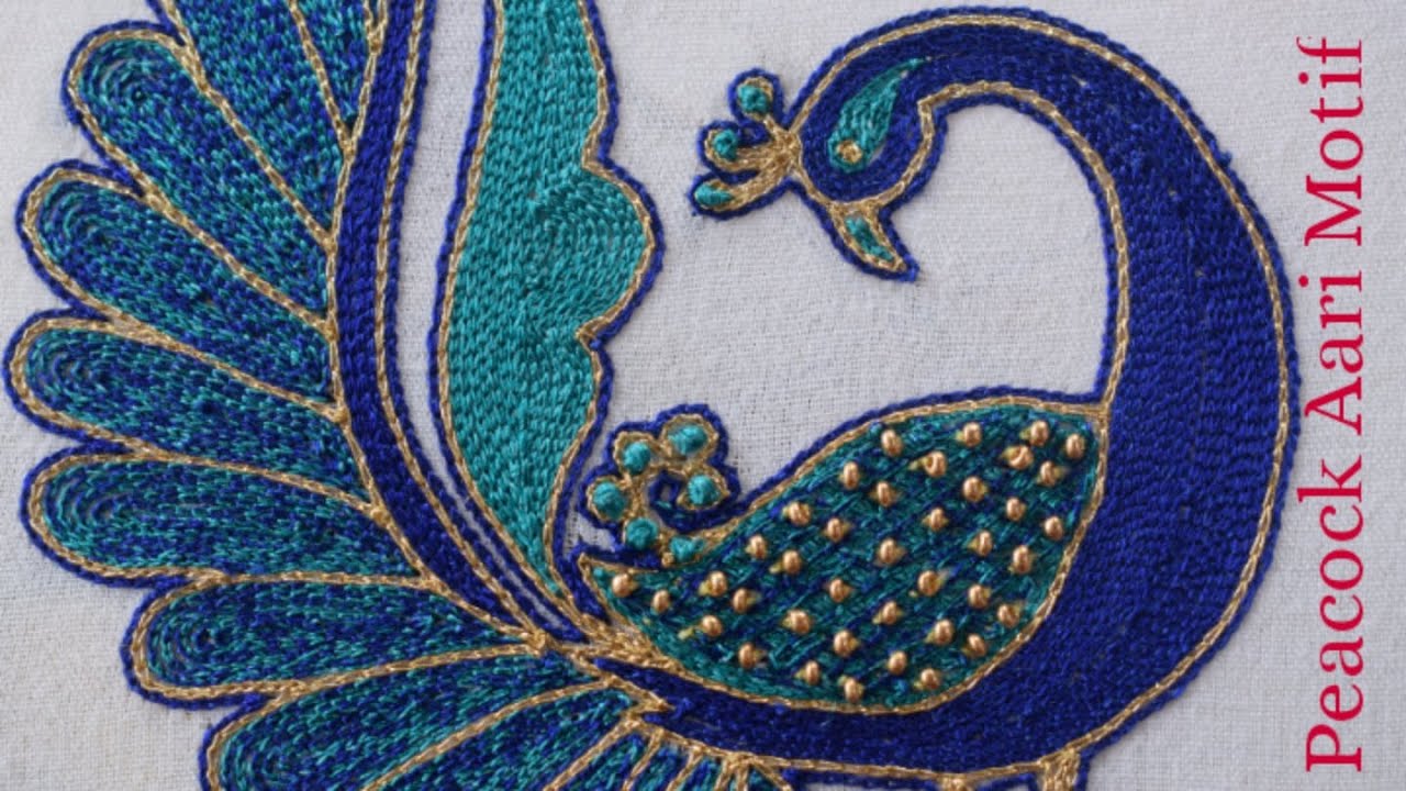 Peacock Aari Motif || Simple Peacock design for beginners