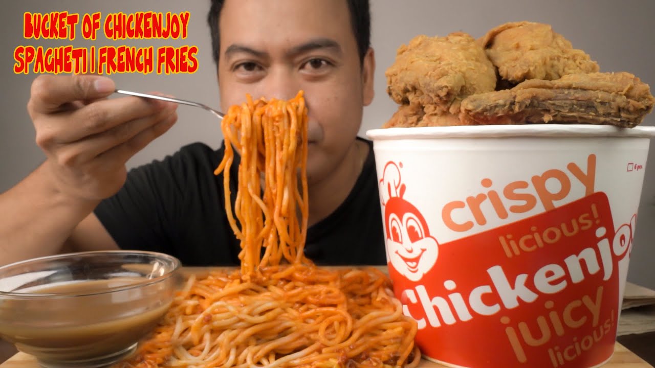 Bucket Of Jollibee Chiken Joy | Spaghetti | Fench Fries