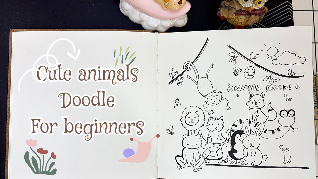 Animal Doodling Art | Easy Cute Animal Doodles for Kids & Beginners|doodle day 44