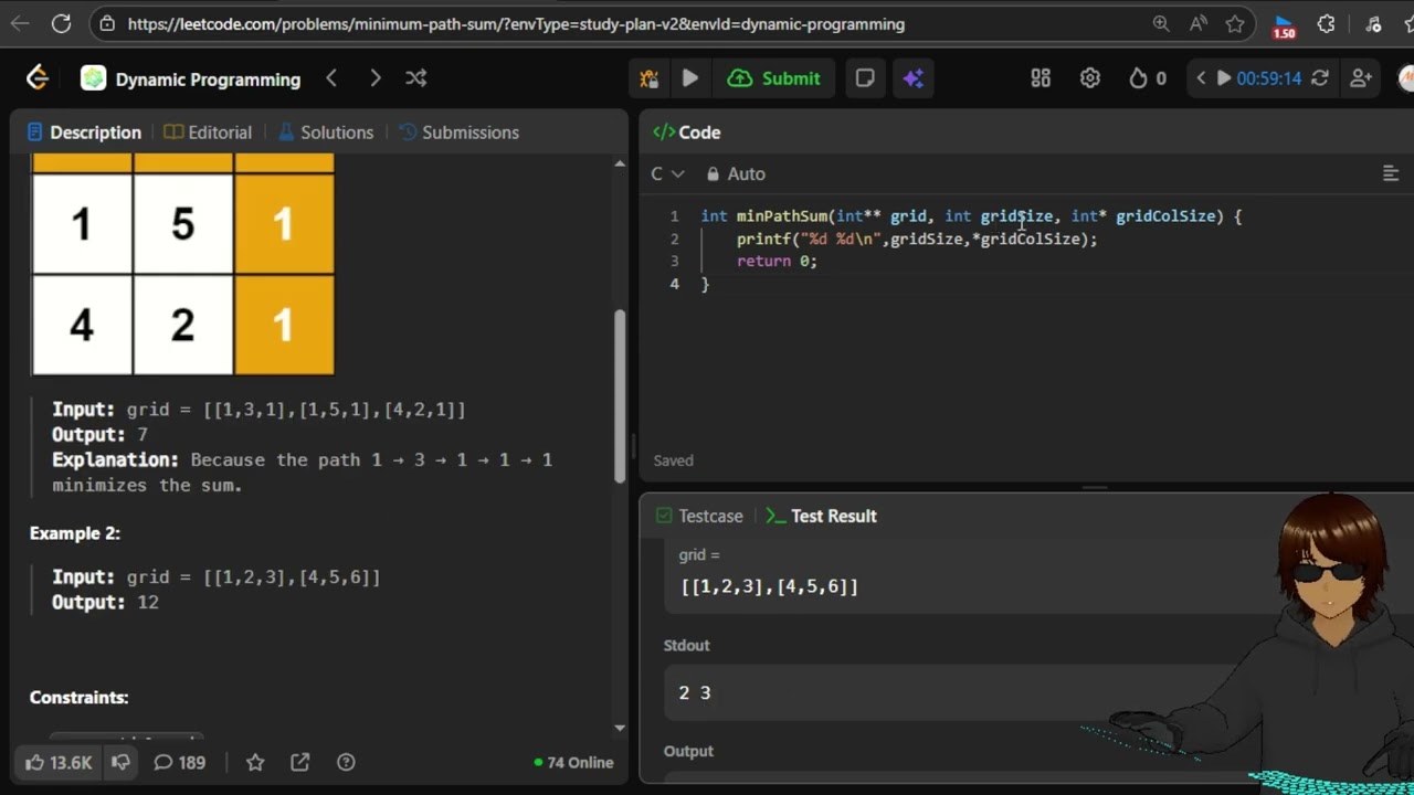 Leetcode, minimum sum path question