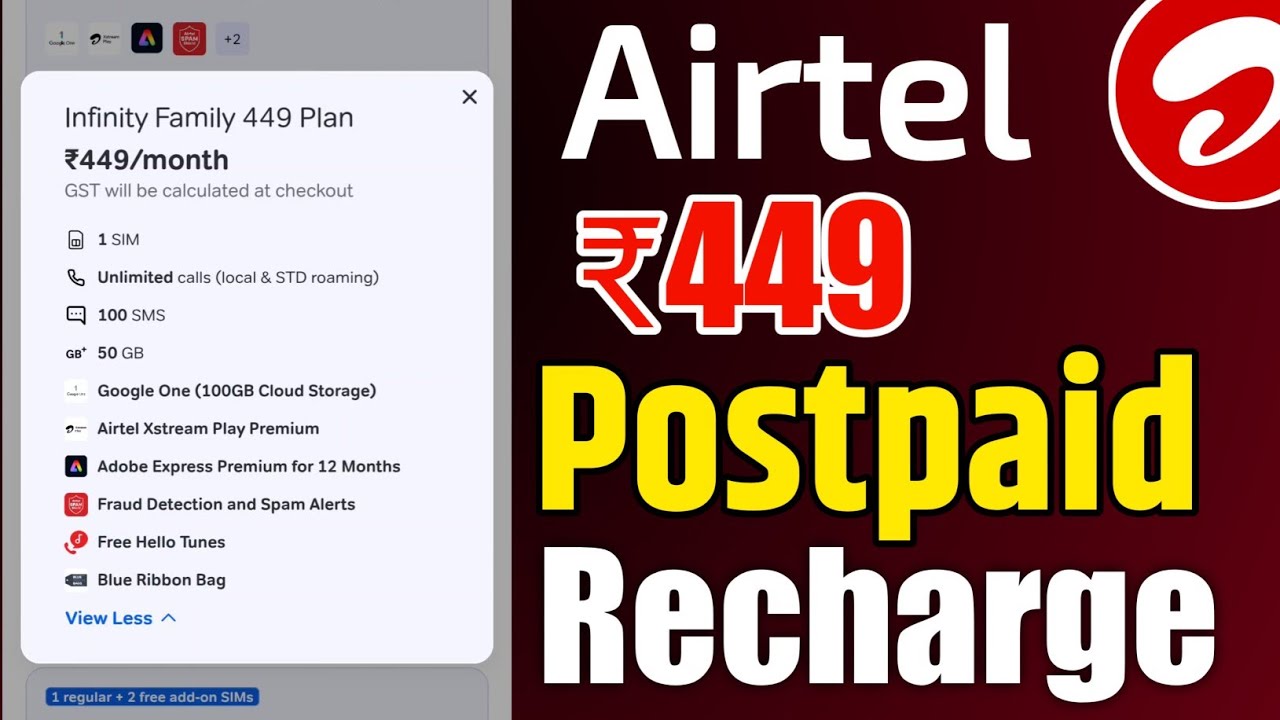 Airtel Postpaid Recharge Plan ₹449 All Details And Subscriptions Details 🔥
