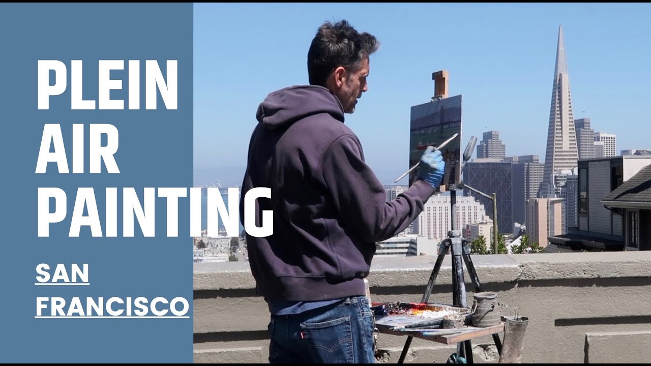 URBAN PLEIN AIR oil painting SAN FRANCISCO BAY from BROADWAY