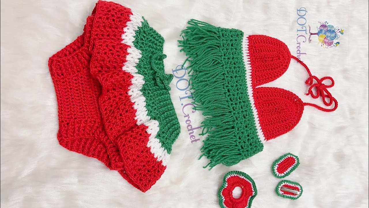 مايوه كروشيه بطيخه - الجزء الثاني (البانتي)- بانتي كروشيه بطيخه -How to crochet watermelon swimsuit