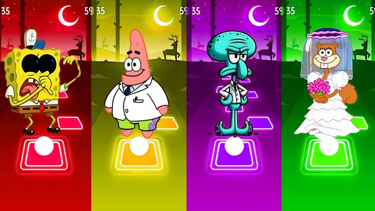 СПОНДЖБОБ EXE 🆚 ПАТРИК EXE 🆚 СКВИДВАРД EXE 🆚 СЭНДИ ЧИКС EXE | Битва в прыжках по плиткам