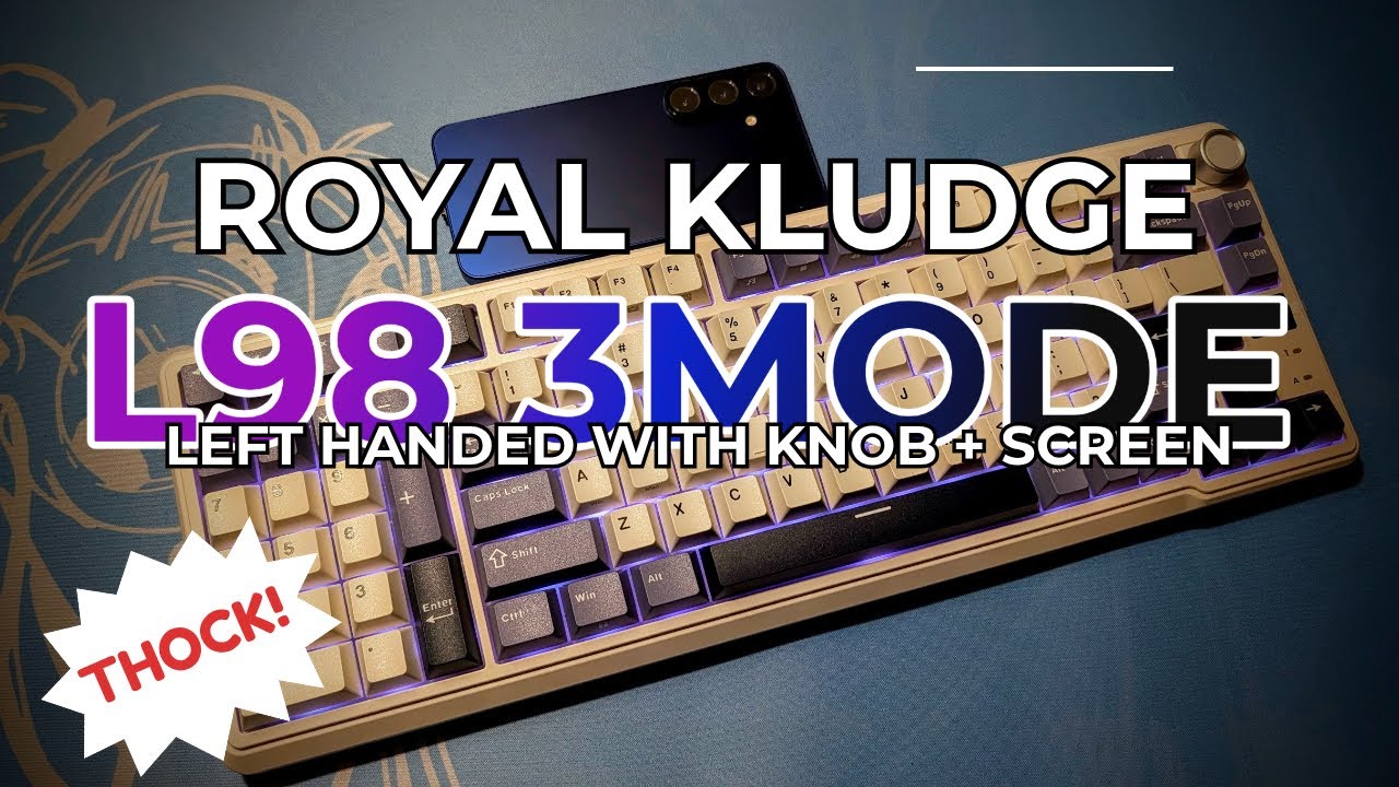 Royal Kludge L98 96% Left Handed with Knob and Screen Keyboard Review Sound Test
