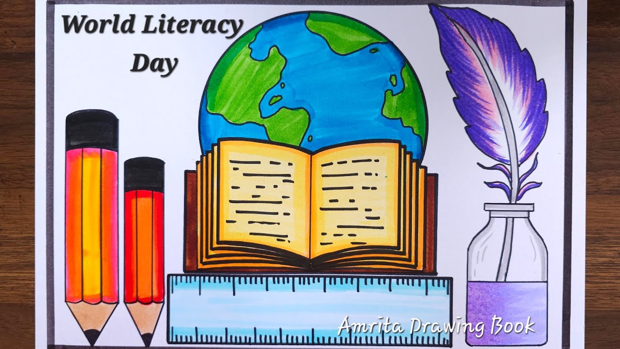 International Literacy Day Drawing Easy | Literacy Day Drawing | World Literacy Day Drawing Easy 