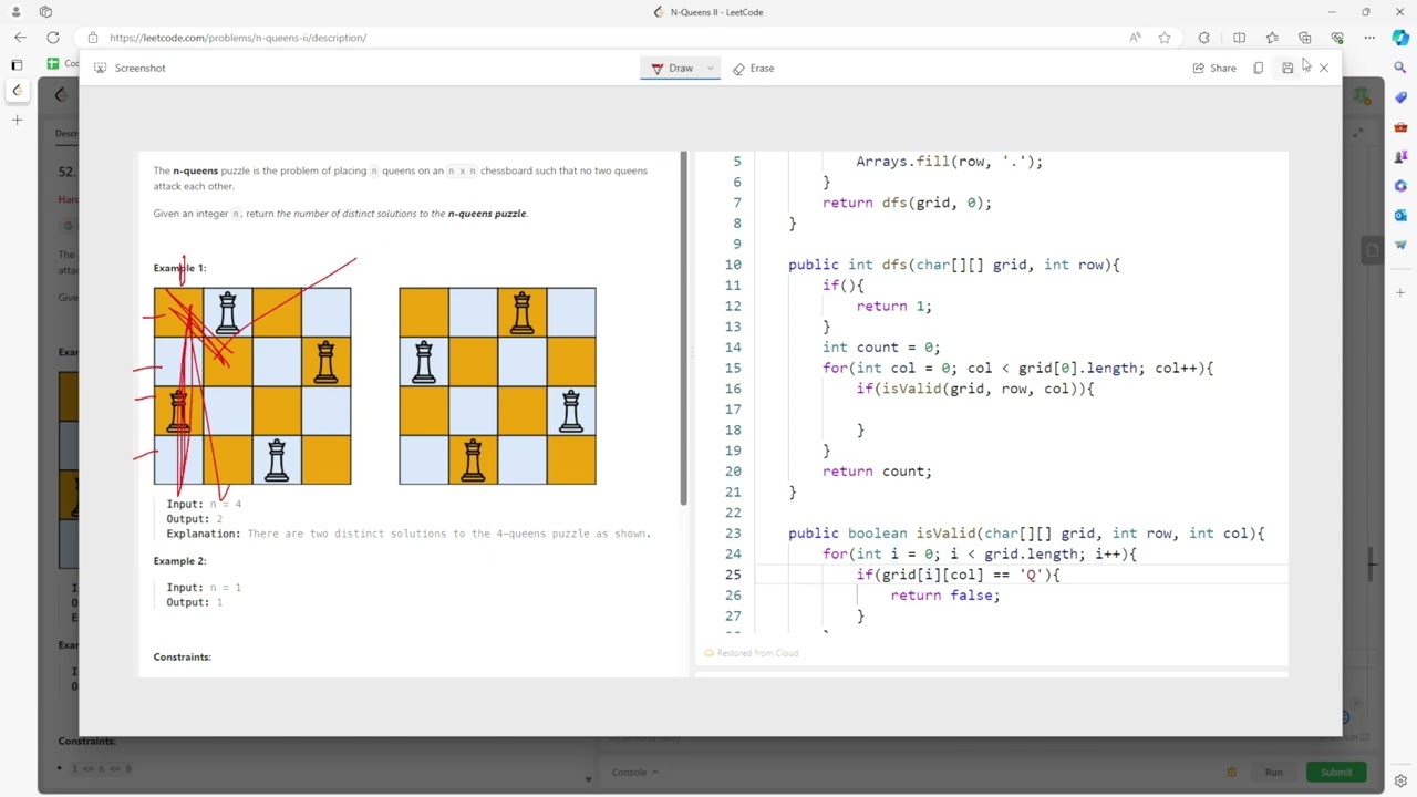 LeetCode 52 | N-Queens II | Java
