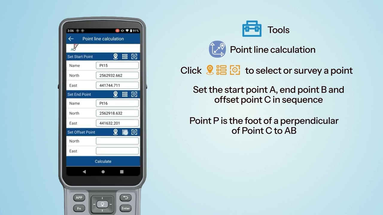 40 How to use the function of Point line calculation in tSurvey