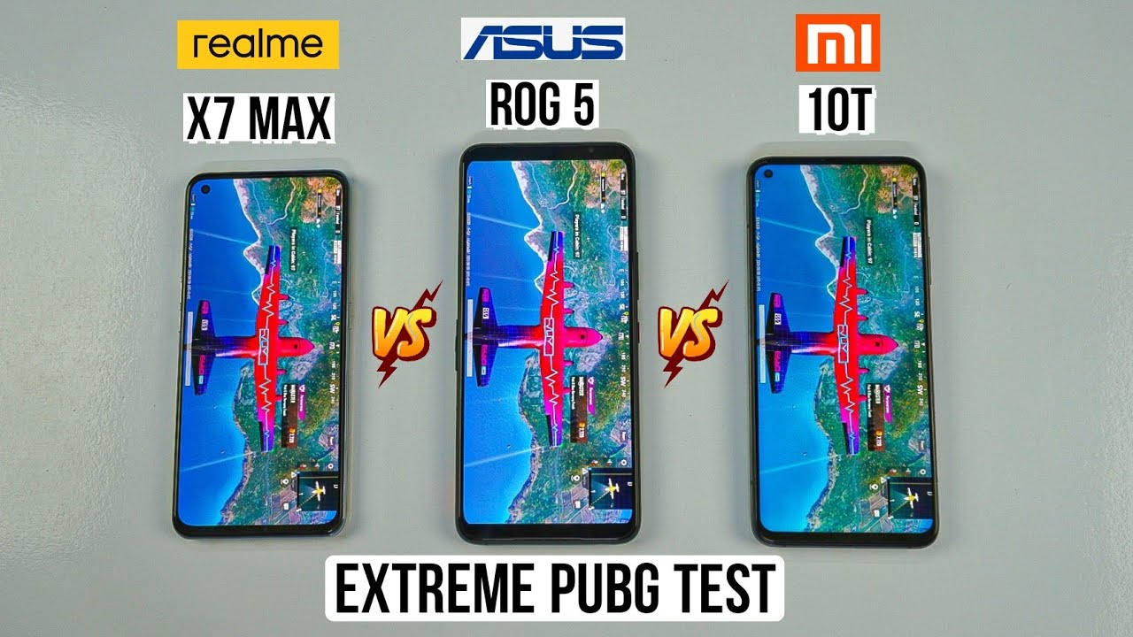 Realme X7 Max vs ASUS ROG 5 vs Mi 10T Extreme Pubg Test 😱