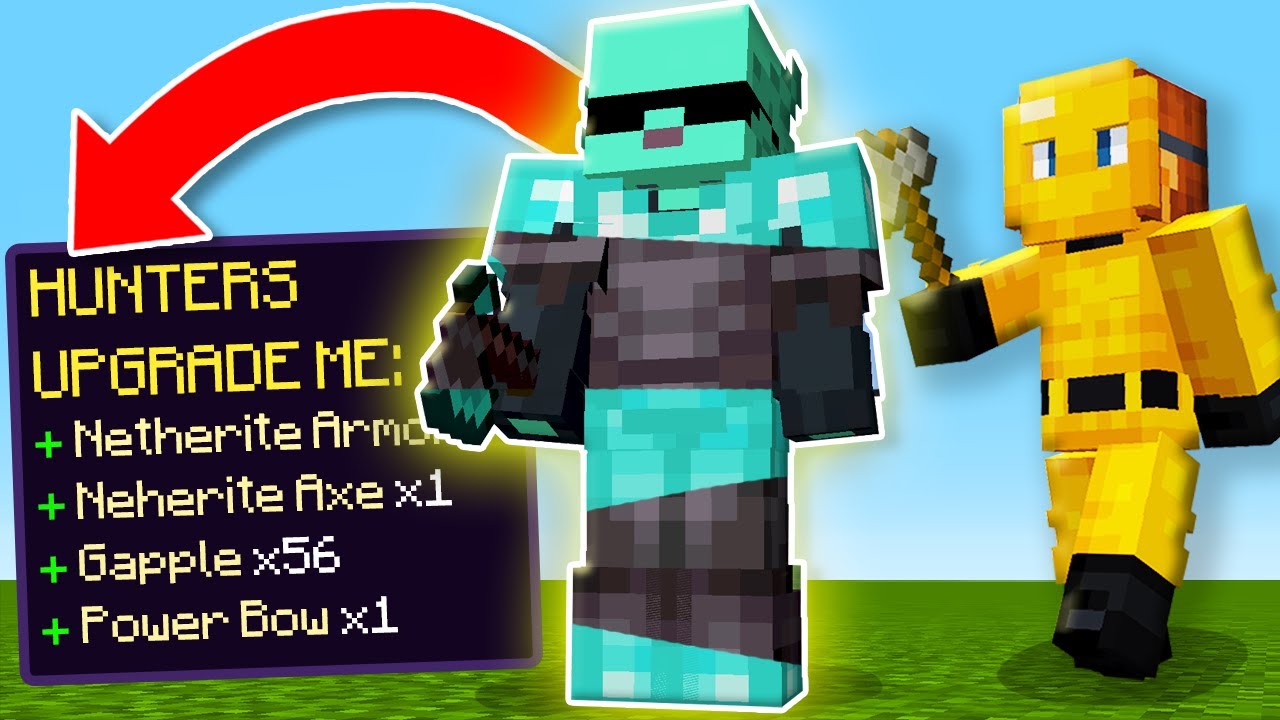 Minecraft Manhunt, But HUNTERS UPGRADE My Items!