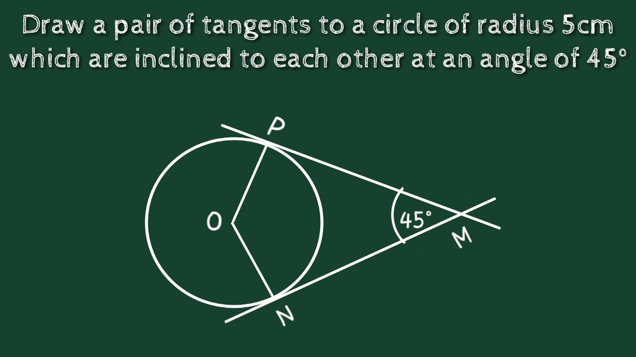 Draw a pair of tangents to a circle of radius 5cm which are inclined to each other at 45 degree