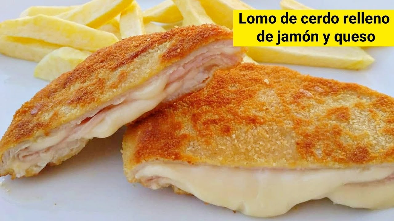 🟢 Lomo de cerdo empanado relleno de jamón y queso. Cordon bleu de cerdo