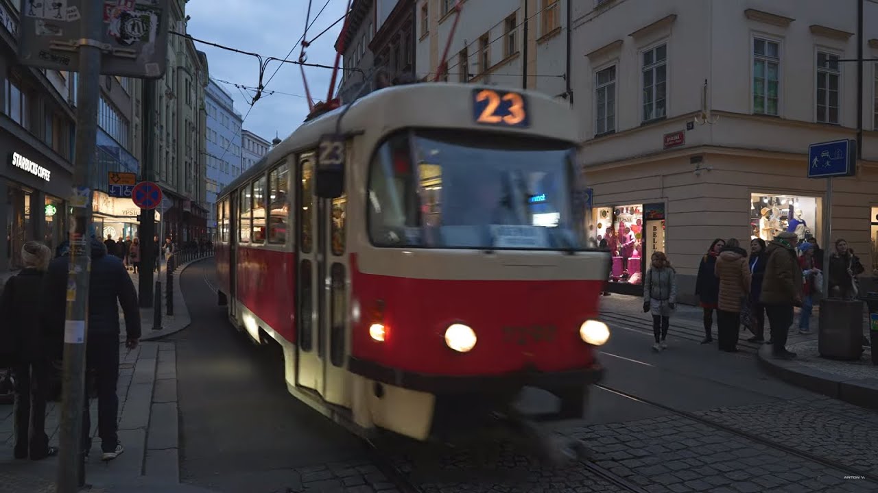 Czech Republic, Prague, tram 23 ride from Národní třída to Malostranská