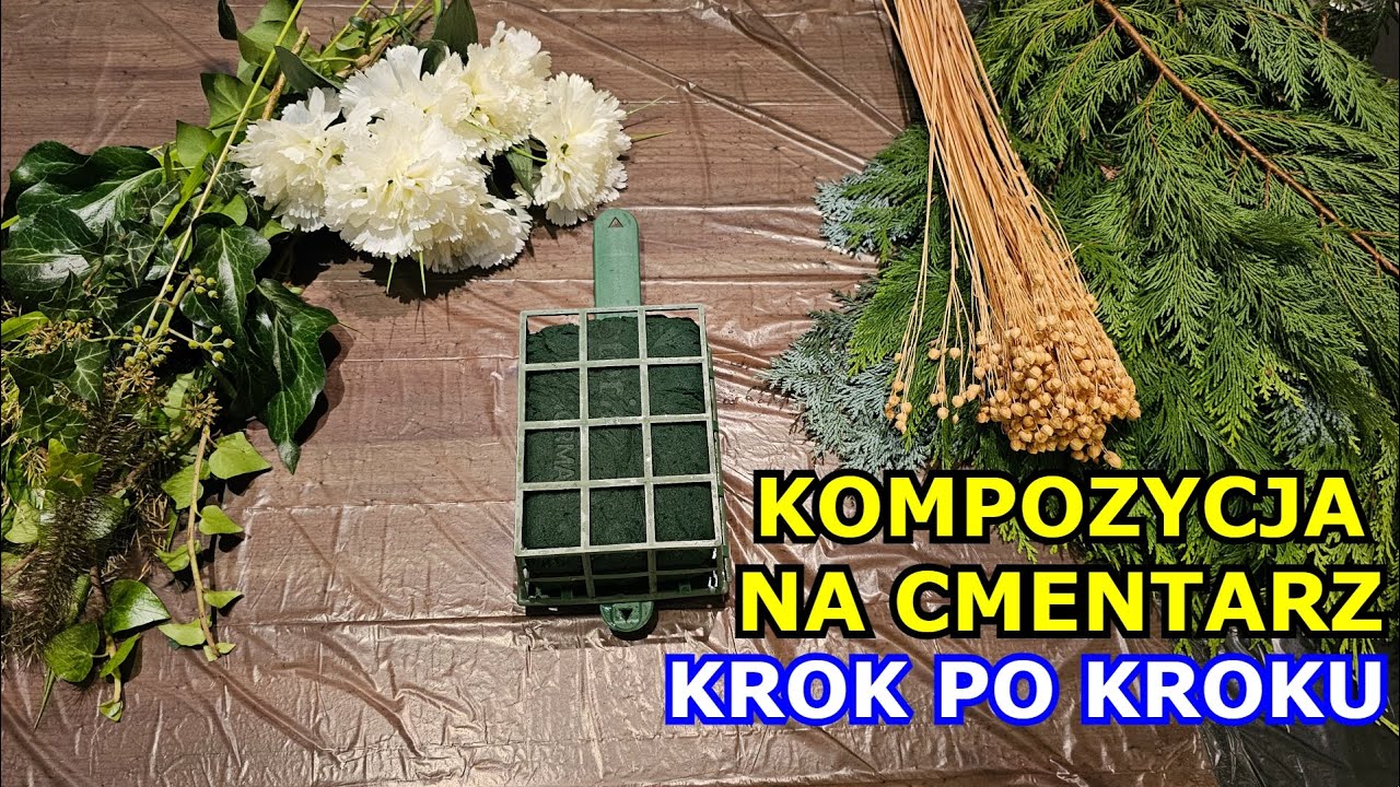 KOMPOZYCJA NA CMENTARZ Krok po Kroku | Jak zrobić Wiązankę na Wszystkich Świętych na florecie mokrym