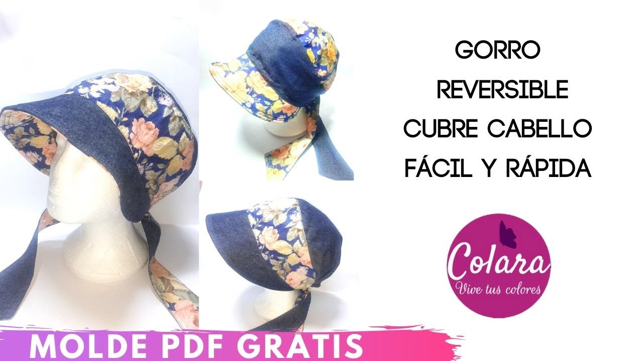 Gorro reversible cubre cabello fácil y rápido / Reversible Hat easy and fast + PDF Free / Gratis!