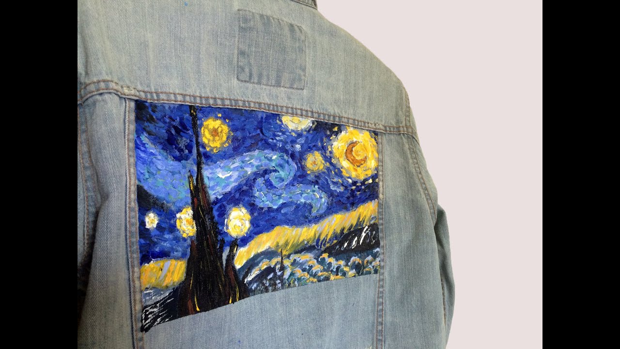 Van Gogh's Starry Night Painting on Denim Jacket