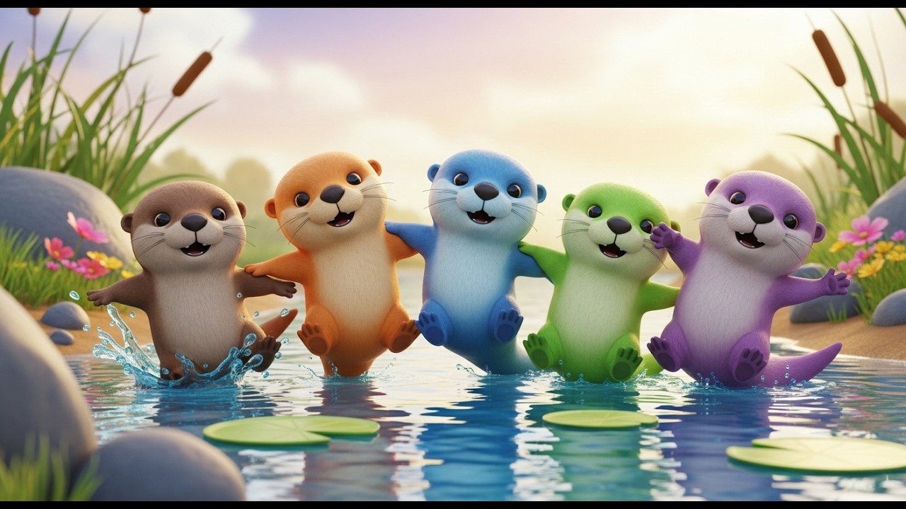 Five Little Otter Pals Wiggle Wiggle Wiggle | Fun Water Dance & Kids Songs