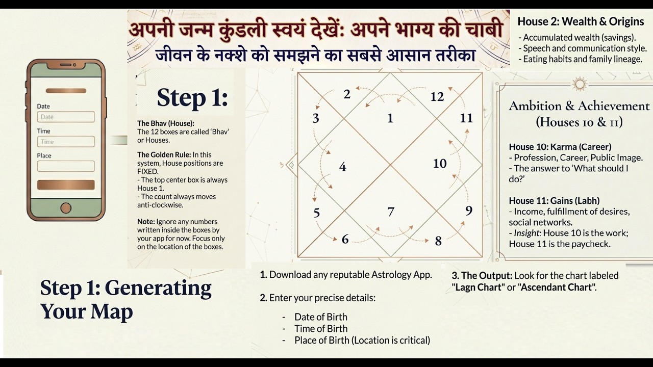 🪔जन्म कुंडली का रहस्य खोलें 🔮| 10 मिनट में सीखें Birth Chart पढ़ना | Unlock Your Destiny #astrology