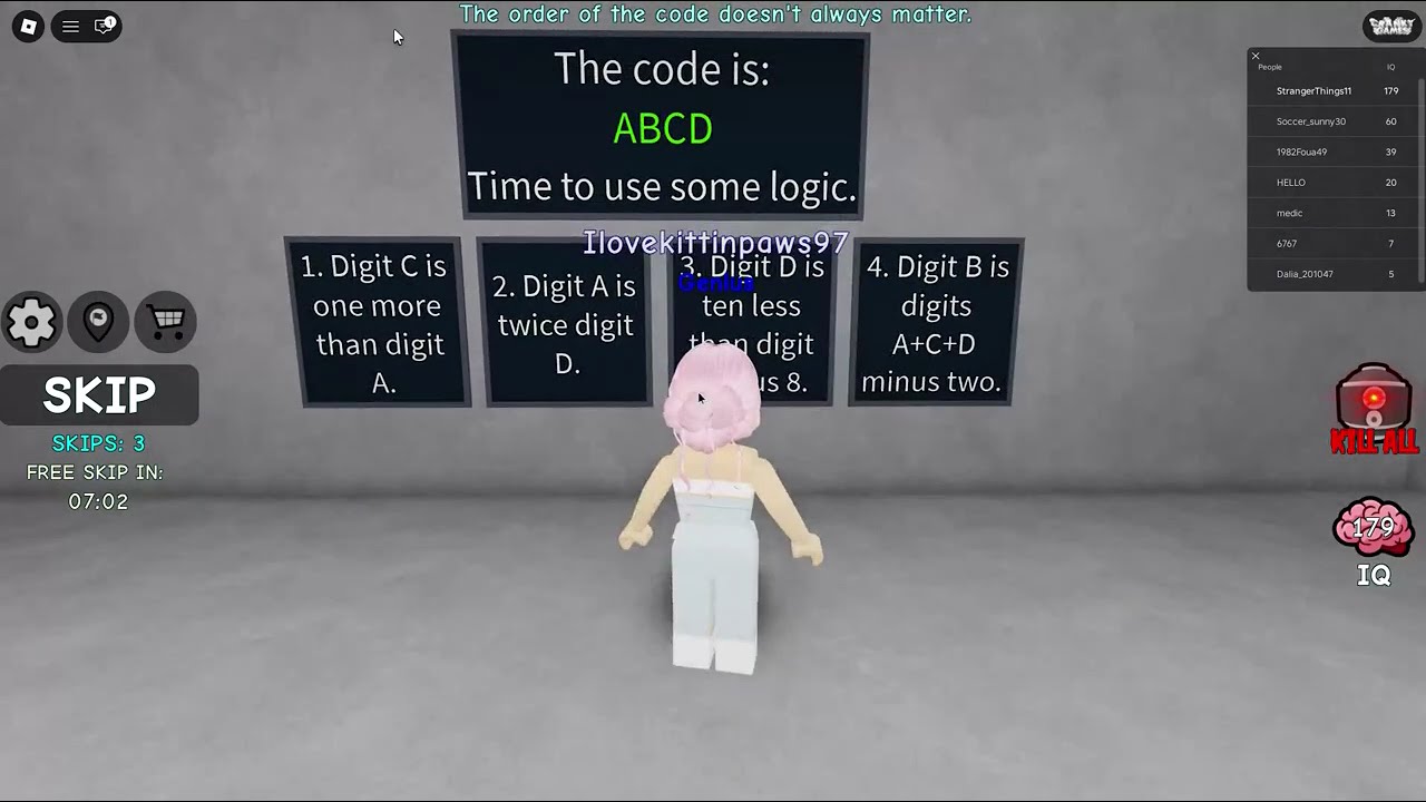 IQ test 179 Guide ROBLOX