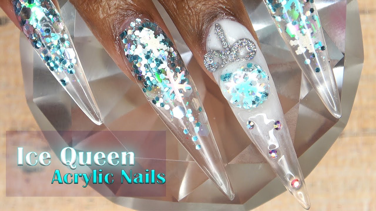 Acrylic Nails Tutorial - How To Encapsulated Nails with Nail Forms - 3D Christmas Ornament