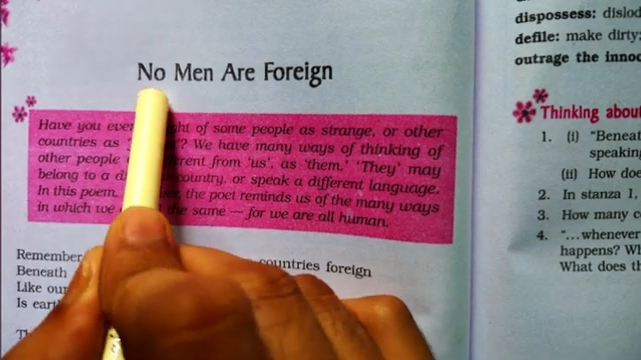 No Men Are Foreign Poem  -  Unit:6 - Class 9 English Textbook - Beehive - Reading Practice
