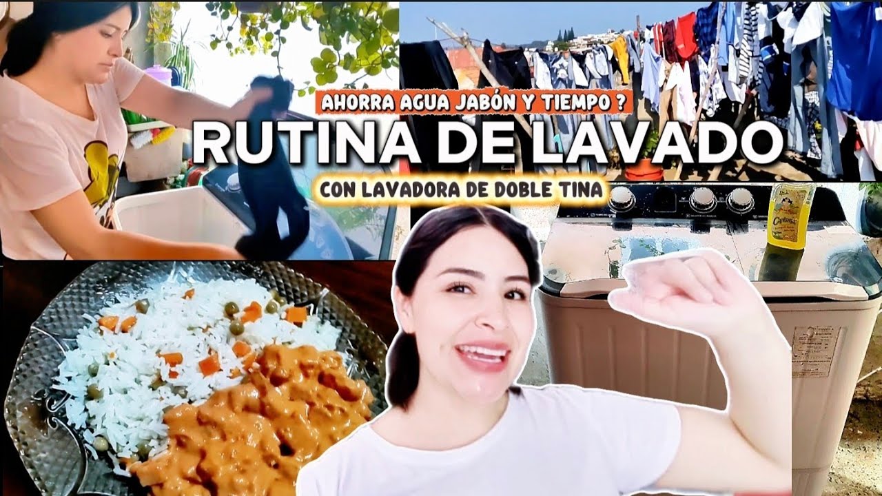 🧼RUTINA DE LAVADO CON LAVADORA DE DOBLE TINA!AHORRA AGUA, JABÓN Y TIEMPO? 🧑🏻‍🍳Chuleta Enchipotlada